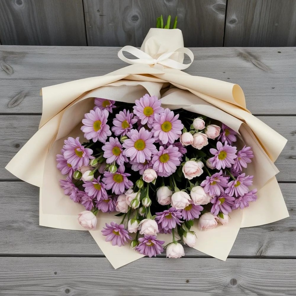 Букет цветов из: Розы и Хризантемы в Пирогово