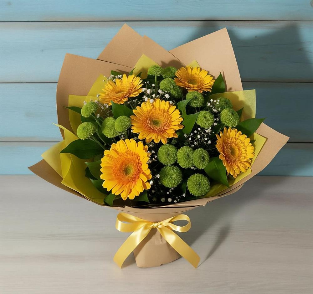 Букет цветов из: Герберы и Хризантемы в Пирогово