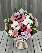 Букет цветов из:  Альстромерии, Гвоздики, Розы и Хризантемы #REPLACE_PRED# Пирогово