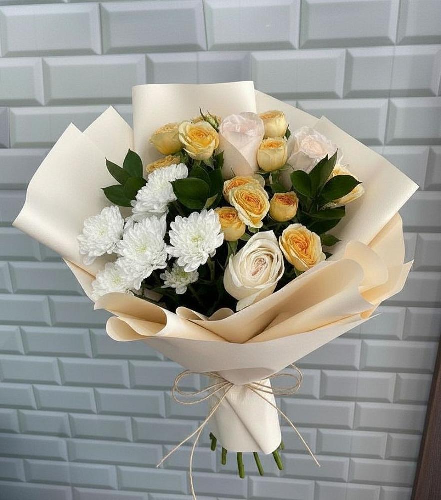 Букет цветов из: Розы и Хризантемы в Пирогово