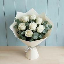 Букет Белые розы в Эвкалипте #REPLACE_PRED# Пирогово