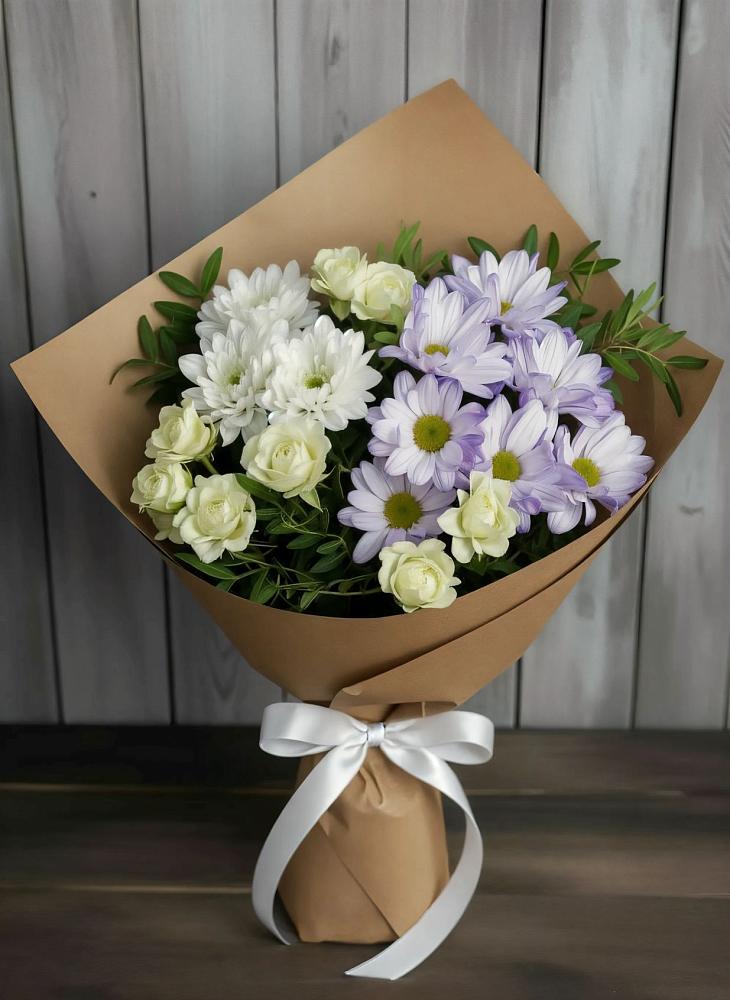 Букет цветов из: Хризантемы и Розы в Пирогово