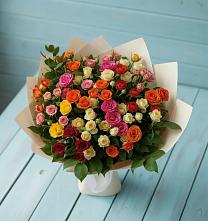 Букет Микс из разноцветных кустовых роз #REPLACE_PRED# Пирогово